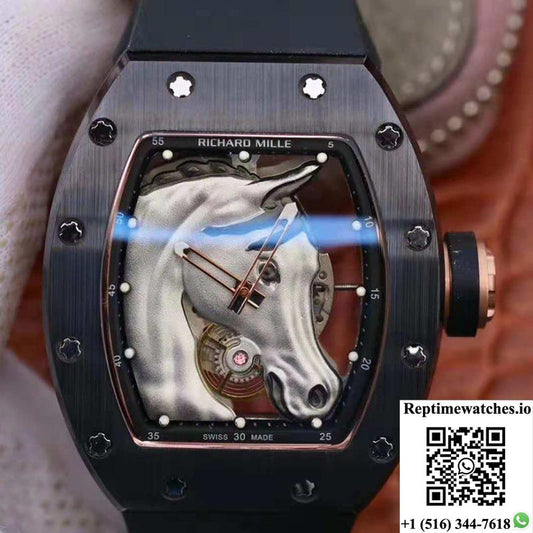 Richard Mille Polo Club Saint Tropez Rm52-02 Kv Factory White Horse Head Skeleton Dial-Rep Time Watches
