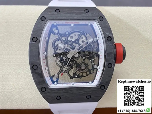 Richard Mille RM-055 BBR Factory Carbon Fiber White Strap - Watches