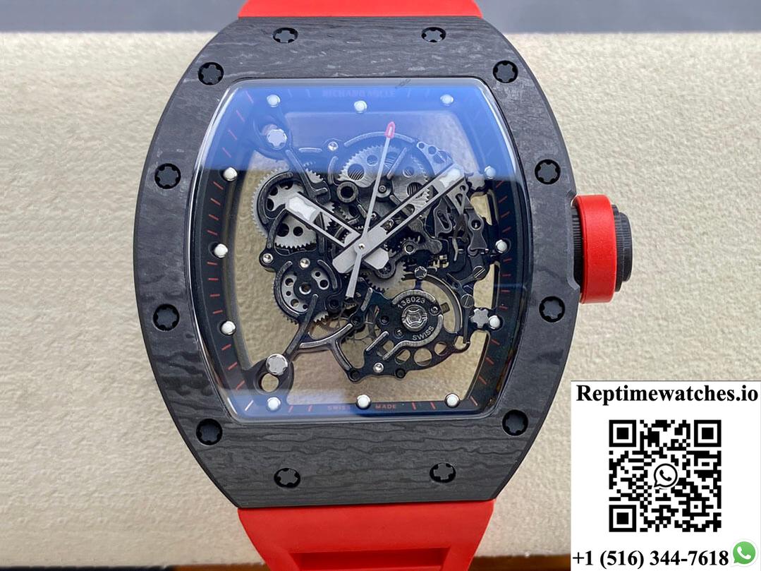 Richard Mille Rm-055 Bbr Factory Red Rubber Strap-Rep Time Watches