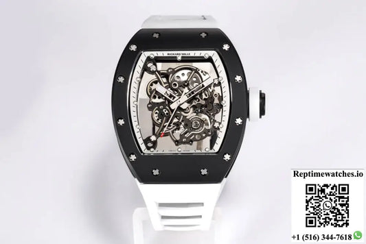 Richard Mille RM-055 BBR Factory White Rubber Strap - Watches