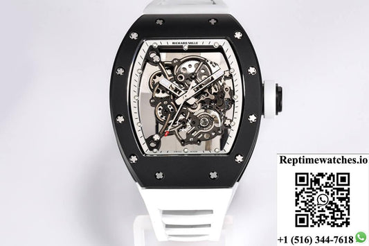 Richard Mille Rm-055 Bbr Factory White Rubber Strap-Rep Time Watches