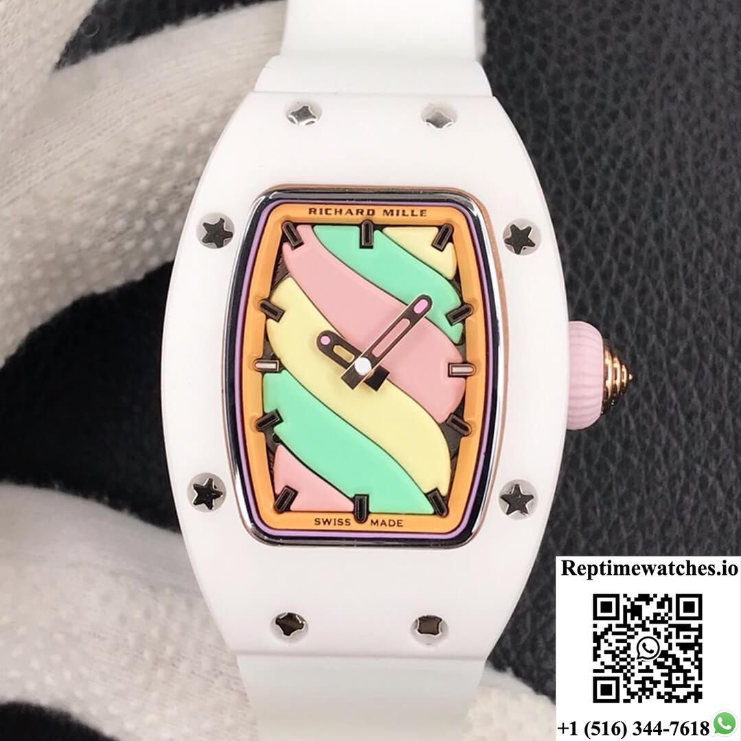 Richard Mille Rm-07 Bon Bon Rm Factory White Rubber Strap-Rep Time Watches