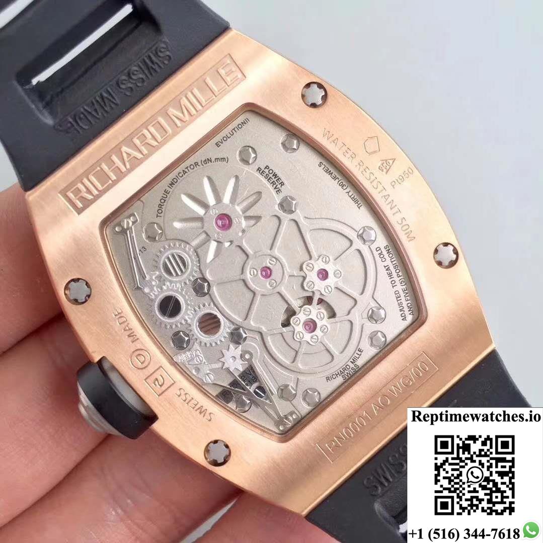 Richard Mille Rm001 Rose Gold Tourbillon Jb Factory Black Dial-Rep Time Watches