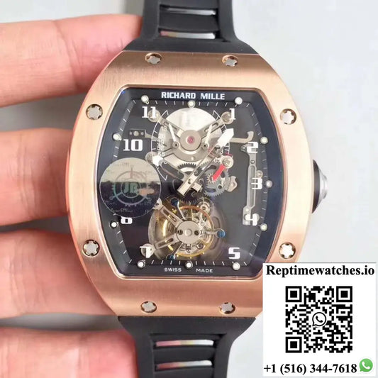 Richard Mille RM001 Rose Gold Tourbillon JB Factory Black Dial - Watches