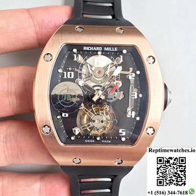 Richard Mille Rm001 Rose Gold Tourbillon Jb Factory Black Dial-Rep Time Watches