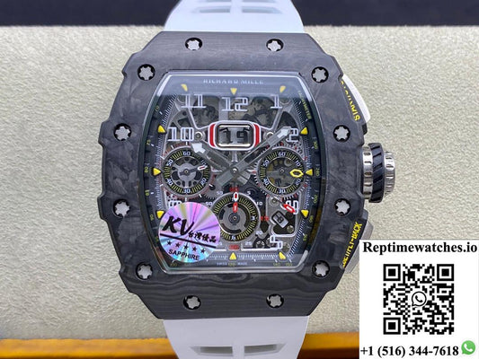 Richard Mille Rm011-03 Kv Factory Carbon Fiber White Strap-Rep Time Watches