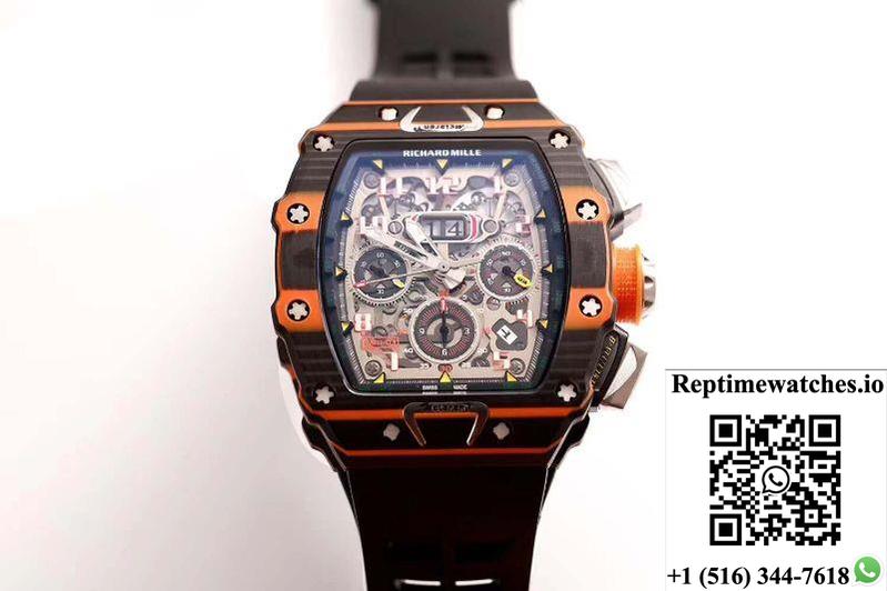 Richard Mille Rm011-03 Mclaren Automatic Flyback Chronograph Kv Factory Skeleton Dial-Rep Time Watches