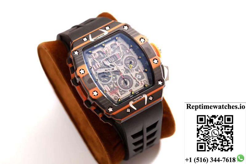 Richard Mille Rm011-03 Mclaren Automatic Flyback Chronograph Kv Factory Skeleton Dial-Rep Time Watches