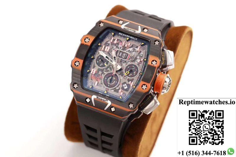 Richard Mille Rm011-03 Mclaren Automatic Flyback Chronograph Kv Factory Skeleton Dial-Rep Time Watches