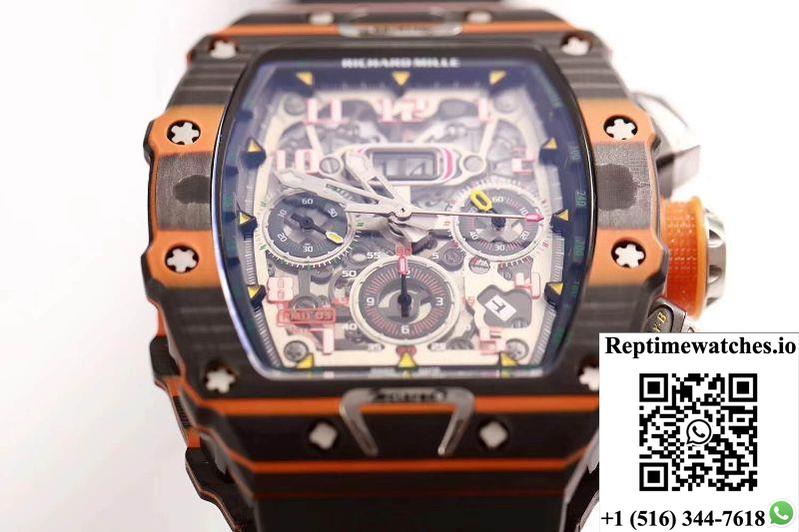 Richard Mille Rm011-03 Mclaren Automatic Flyback Chronograph Kv Factory Skeleton Dial-Rep Time Watches