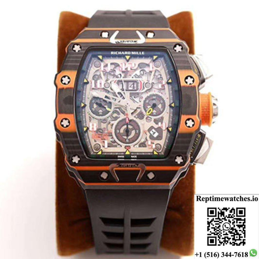 Richard Mille Rm011-03 Mclaren Automatic Flyback Chronograph Kv Factory Skeleton Dial-Rep Time Watches