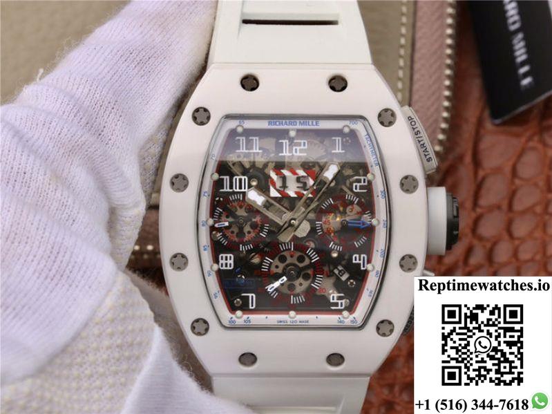 Richard Mille Rm011 Chronograph Kv Factory White Hollow Dial-Rep Time Watches