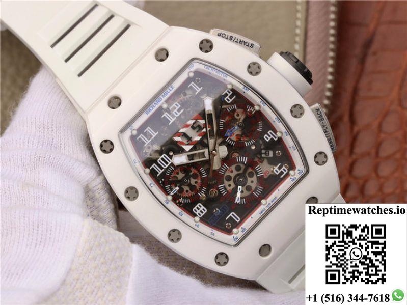 Richard Mille Rm011 Chronograph Kv Factory White Hollow Dial-Rep Time Watches