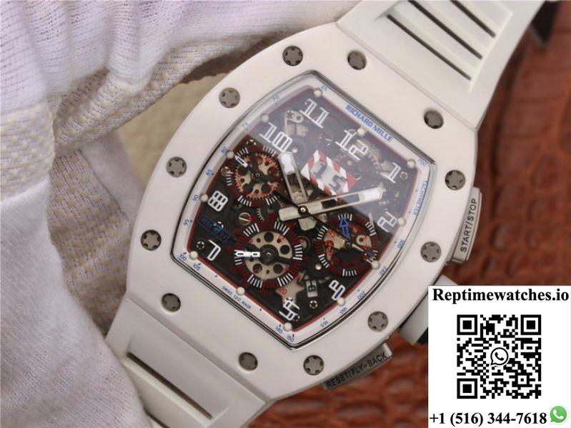 Richard Mille Rm011 Chronograph Kv Factory White Hollow Dial-Rep Time Watches