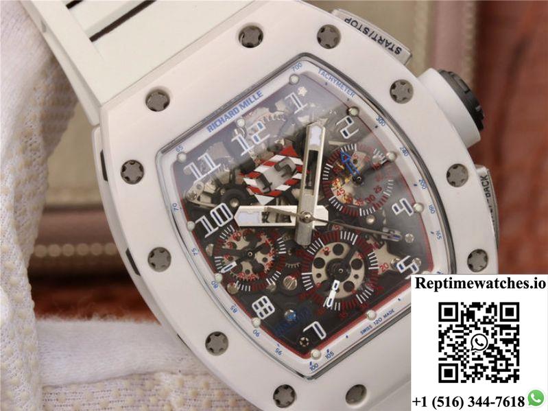 Richard Mille Rm011 Chronograph Kv Factory White Hollow Dial-Rep Time Watches
