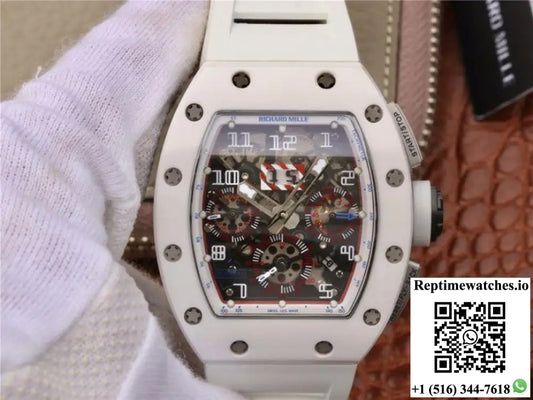 Richard Mille RM011 Chronograph KV Factory White Hollow Dial - Watches