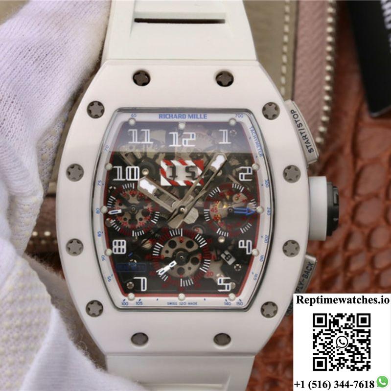 Richard Mille Rm011 Chronograph Kv Factory White Hollow Dial-Rep Time Watches