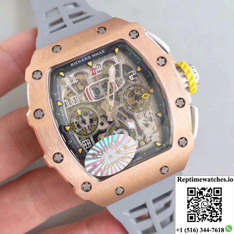 Richard Mille Rm011 Felipe Massa Chronograph Kv Factory Rose Gold Skeleton Dial-Rep Time Watches
