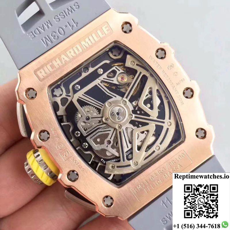 Richard Mille Rm011 Felipe Massa Chronograph Kv Factory Rose Gold Skeleton Dial-Rep Time Watches