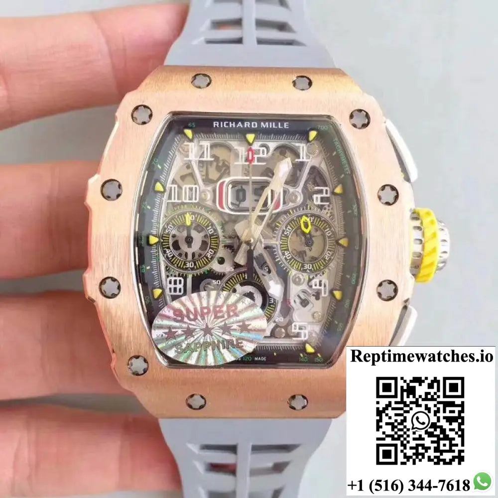 Richard Mille RM011 Felipe Massa Chronograph KV Factory Rose Gold Skeleton Dial - Watches