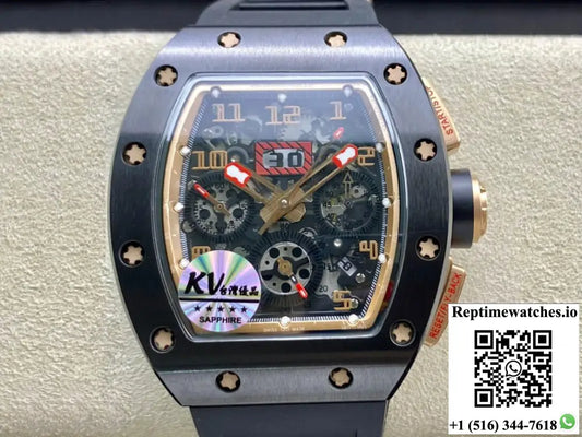 Richard Mille RM011 KV Factory Black Ceramic Skeleton Dial - Watches
