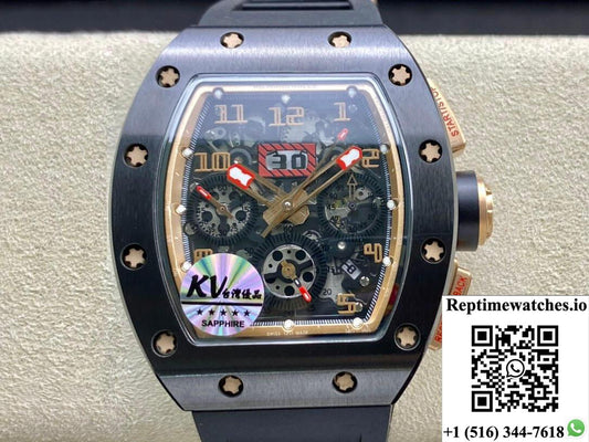Richard Mille Rm011 Kv Factory Black Ceramic Skeleton Dial-Rep Time Watches