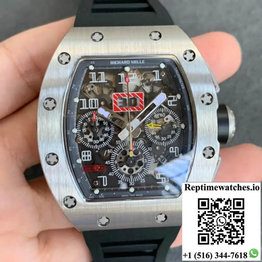 Richard Mille RM011 Kv Factory Black Rubber Strap Product Photo 1