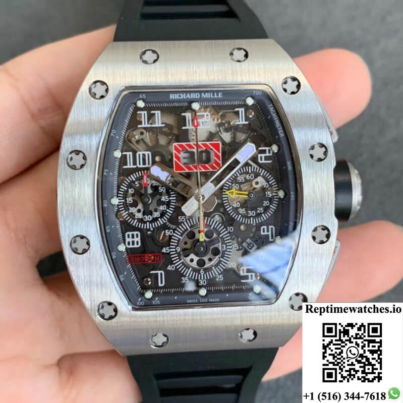 Richard Mille Rm011 Kv Factory Black Rubber Strap-Rep Time Watches