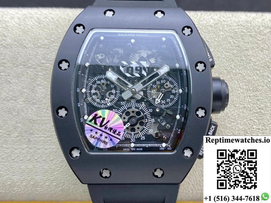 Richard Mille Rm011 Kv Factory Ceramic Black Case-Rep Time Watches