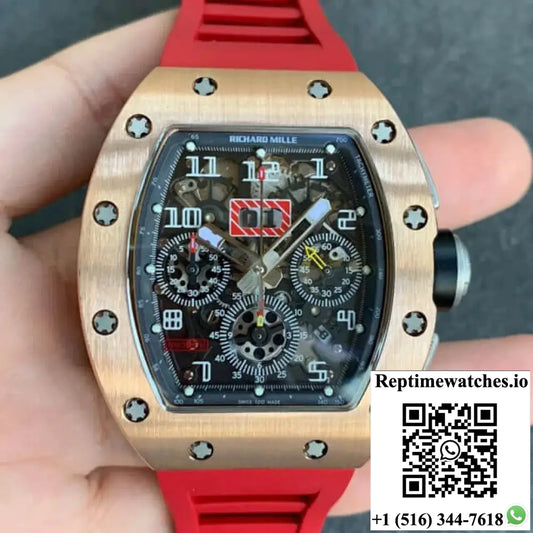 Richard Mille RM011 KV Factory Titanium Case Red Strap - Watches