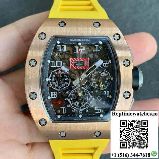 Richard Mille RM011 Kv Factory Titanium Yellow Rubber Strap Product Photo 1