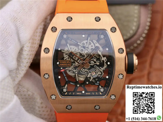 Richard Mille RM035 Americas KV Factory Rose Gold Orange Strap AI Factory