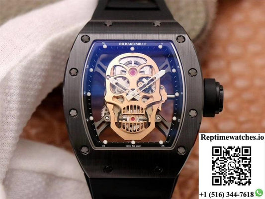 Richard Mille Rm052-01 Zf Factory Black Ceramic Rose Gold Skull Dial-Rep Time Watches