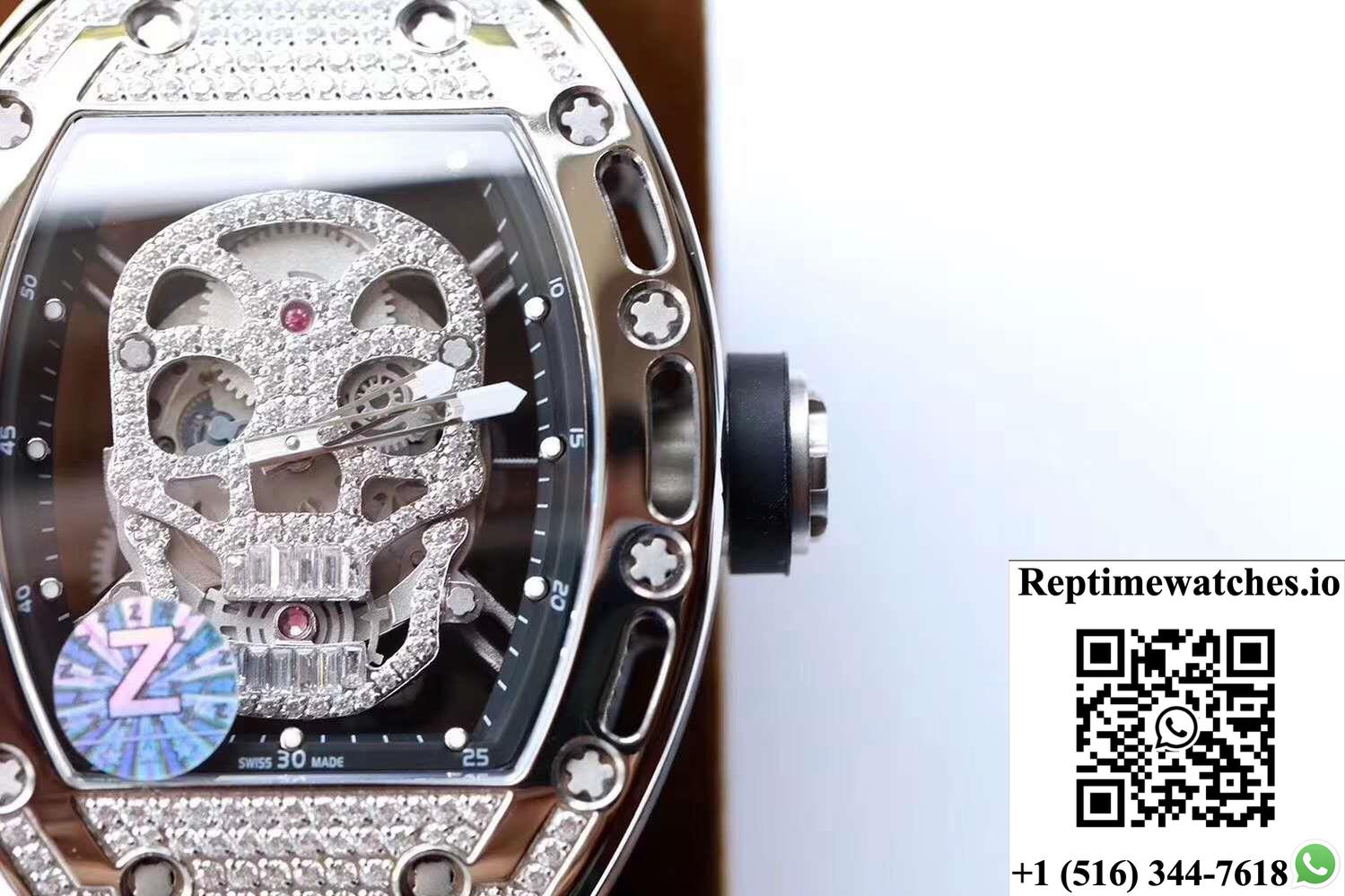 Richard Mille Rm052 Titanium Z Factory Diamond Skull Dial-Rep Time Watches