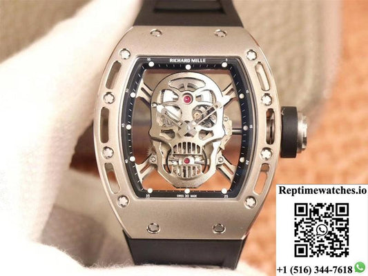 Richard Mille Rm052 Zf Factory Silver Titanium Skull Dial-Rep Time Watches