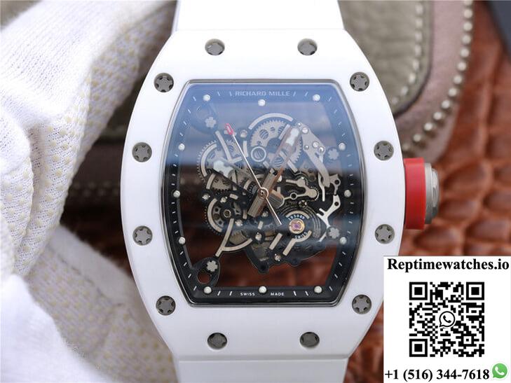 Richard Mille Rm055 Kv Factory Ceramic White Rubber Strap-Rep Time Watches