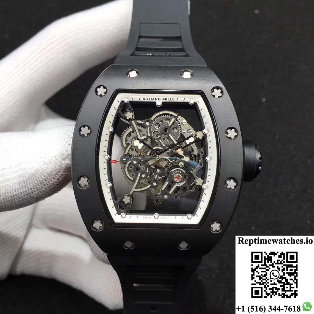 Richard Mille Rm055 Kv Factory Ceramic White Skeleton Dial-Rep Time Watches