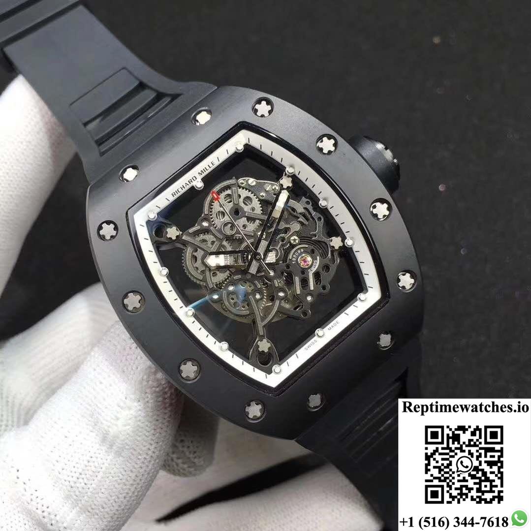 Richard Mille Rm055 Kv Factory Ceramic White Skeleton Dial-Rep Time Watches