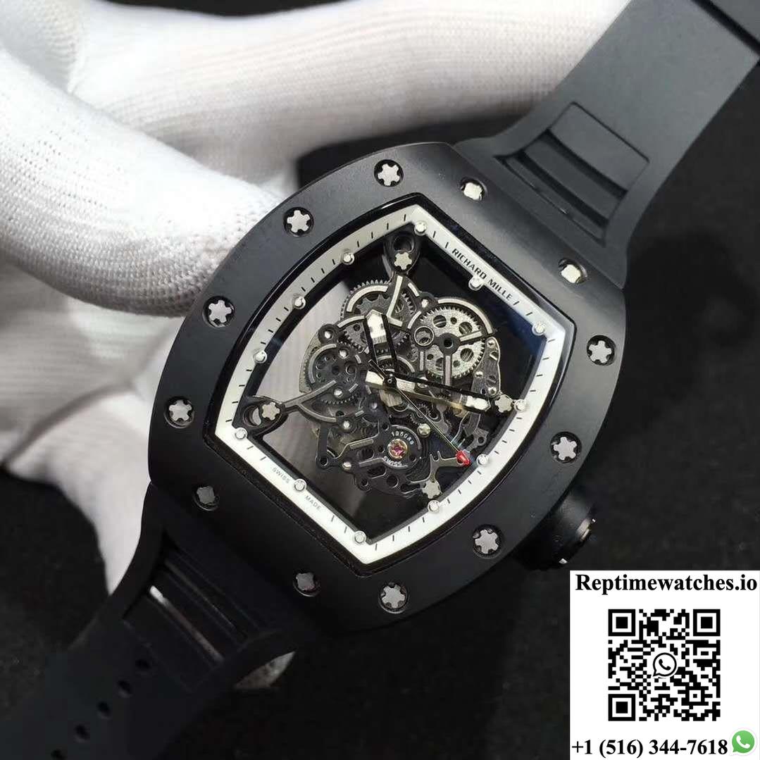 Richard Mille Rm055 Kv Factory Ceramic White Skeleton Dial-Rep Time Watches