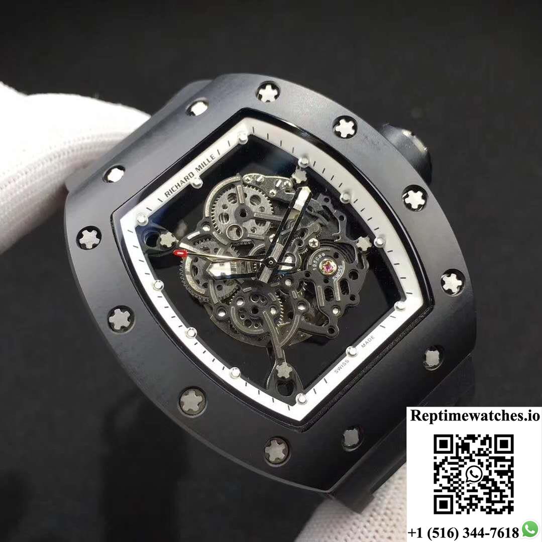 Richard Mille Rm055 Kv Factory Ceramic White Skeleton Dial-Rep Time Watches