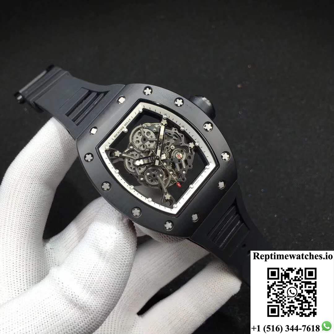 Richard Mille Rm055 Kv Factory Ceramic White Skeleton Dial-Rep Time Watches
