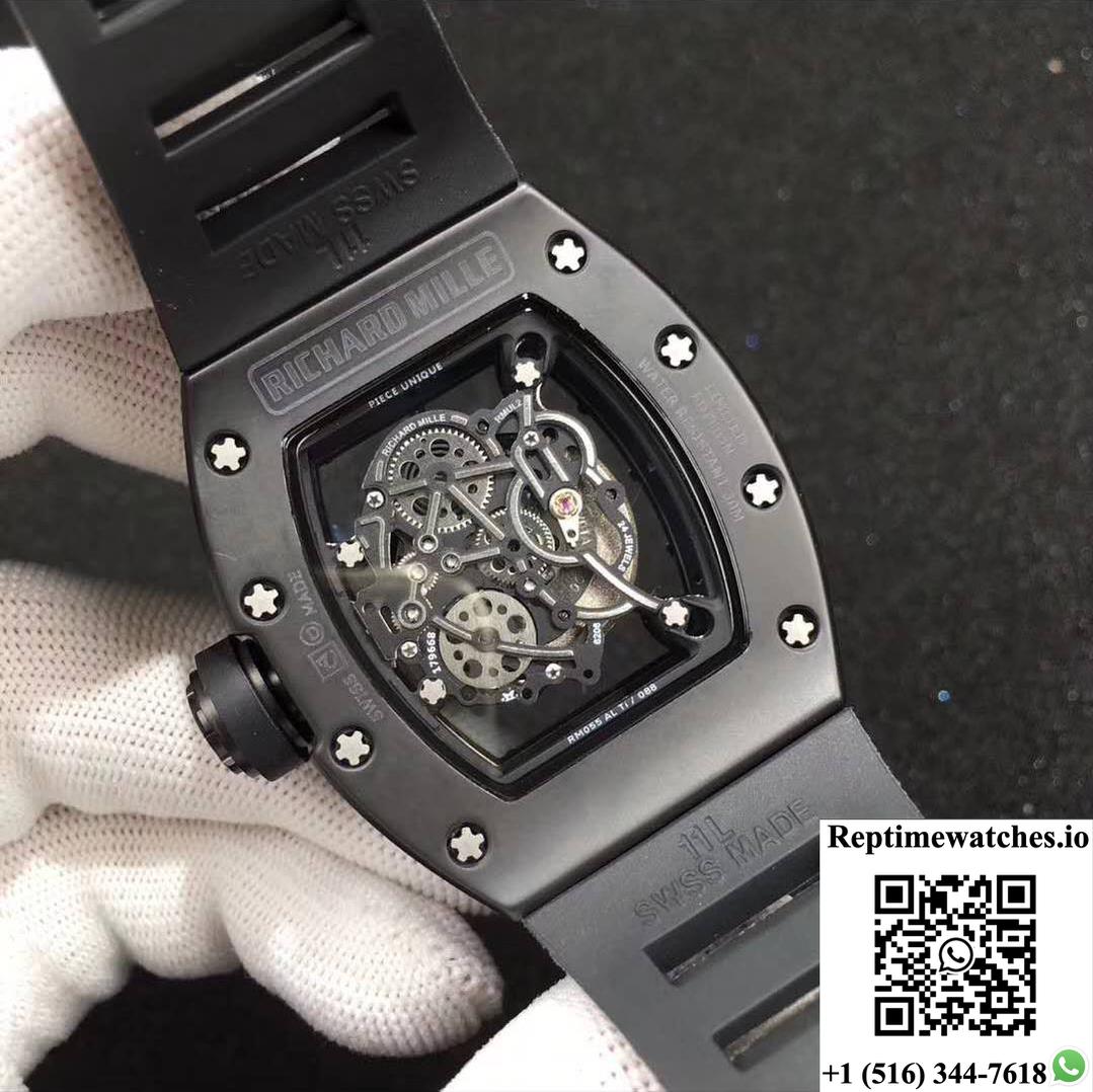 Richard Mille Rm055 Kv Factory Ceramic White Skeleton Dial-Rep Time Watches