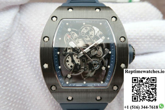 Richard Mille Rm055 Kv Factory Dark Blue Rubber Strap-Rep Time Watches