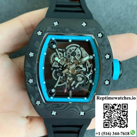 Richard Mille RM055 Kv Factory V2 Carbon Fiber Black Rubber Strap Product Photo 1