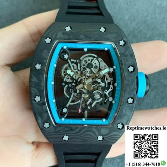 Richard Mille Rm055 Kv Factory V2 Carbon Fiber Black Rubber Strap-Rep Time Watches