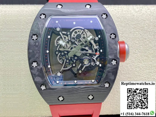 Richard Mille RM055 KV Factory V2 Carbon Fiber Red Strap - Watches