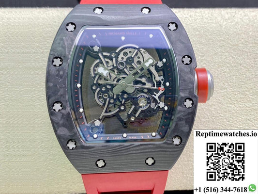 Richard Mille Rm055 Kv Factory V2 Carbon Fiber Red Strap-Rep Time Watches