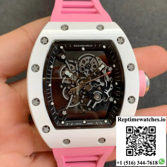 Richard Mille RM055 Kv Factory V2 Pink Rubber Strap Product Photo 1