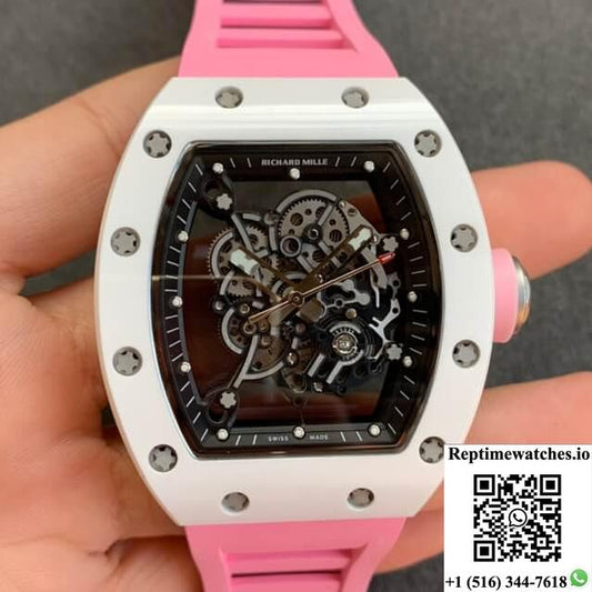 Richard Mille Rm055 Kv Factory V2 Pink Rubber Strap-Rep Time Watches