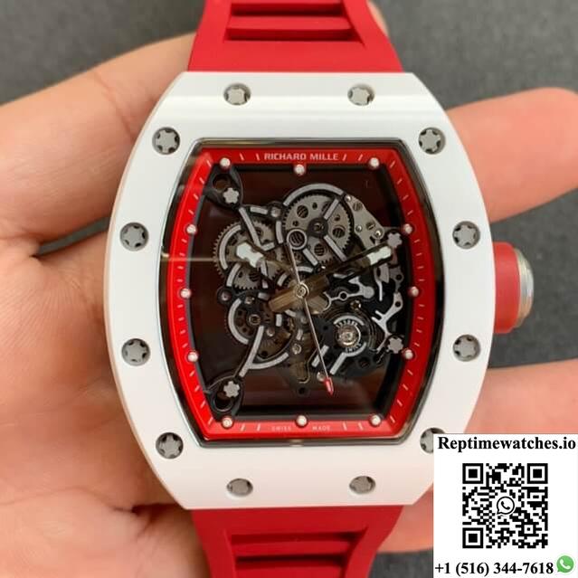 Richard Mille Rm055 Kv Factory V2 Red Rubber Strap-Rep Time Watches